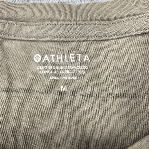 Athleta Organic Daily Striped Tee T-Shirt Size M Womens Brown Black Crewneck - Picture 3 of 9